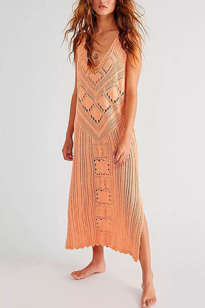 Damklänning Ärmlös Med Sidospår Bomull Polyester-3