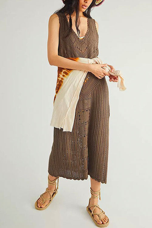 Damklänning Ärmlös Med Sidospår Bomull Polyester-5