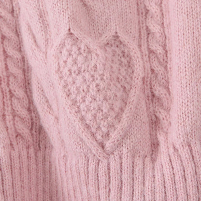 Dam Kort Kofta V-ringad Polyester med Kabelmönster-6