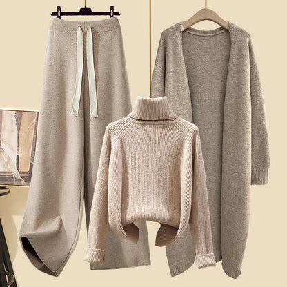 Variant image for Kvinnors 3-delad Turtleneck Uppsättning Modern Stil Mjuk Blandning-6