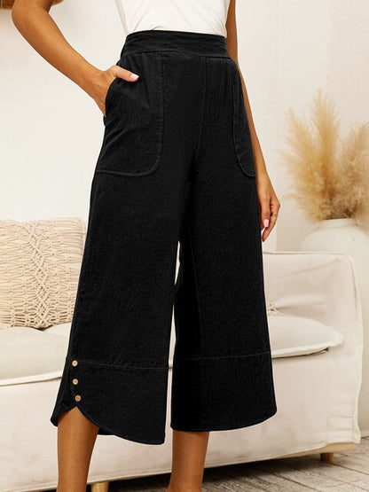 Variant image for Kvinnors Byxor Avslappnad Hög Midja 100% Bomull-6