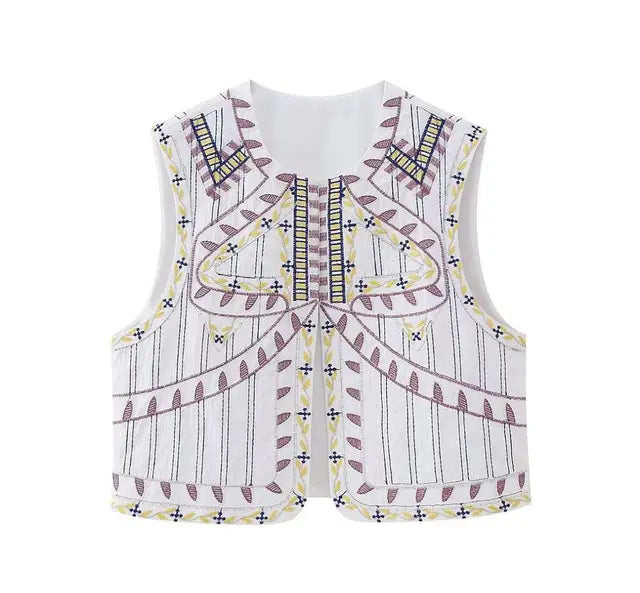 Variant image for Dam Vintage Broderad Kofta 100% Bomull med Detaljerade Mönster-16