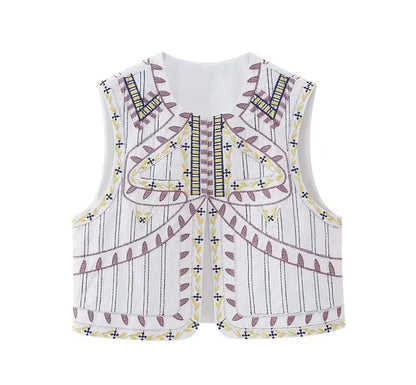 Variant image for Dam Vintage Broderad Kofta 100% Bomull med Detaljerade Mönster-16