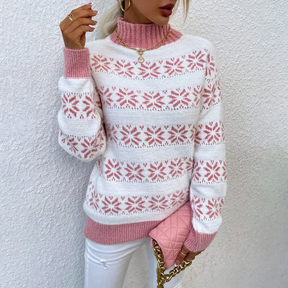 Variant image for Dam Snöflingetröja Vinter Casual Mjuk Blandningstyg-4