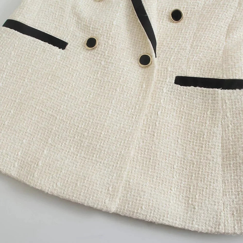 Kvinnors Blazer Syntetfiber Polyester Dubbel-Radig Stängning-4