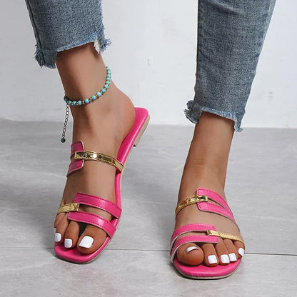 Kvinnors Platta Sandaler Trendig Design Syntetiskt Material 8