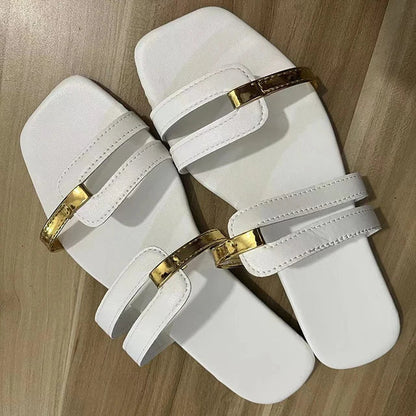 Kvinnors Platta Sandaler Trendig Design Syntetiskt Material 12
