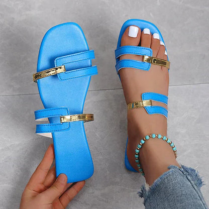 Kvinnors Platta Sandaler Trendig Design Syntetiskt Material 7