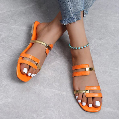 Kvinnors Platta Sandaler Trendig Design Syntetiskt Material 9