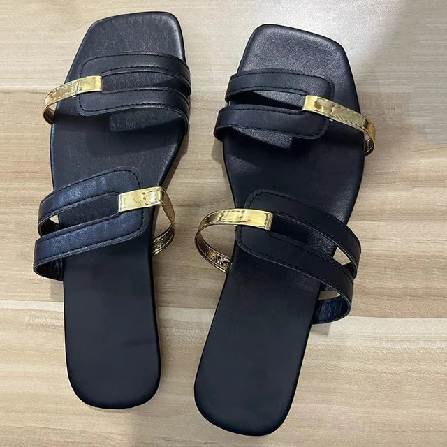 Kvinnors Platta Sandaler Trendig Design Syntetiskt Material 13