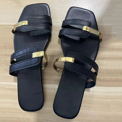 Kvinnors Platta Sandaler Trendig Design Syntetiskt Material 13
