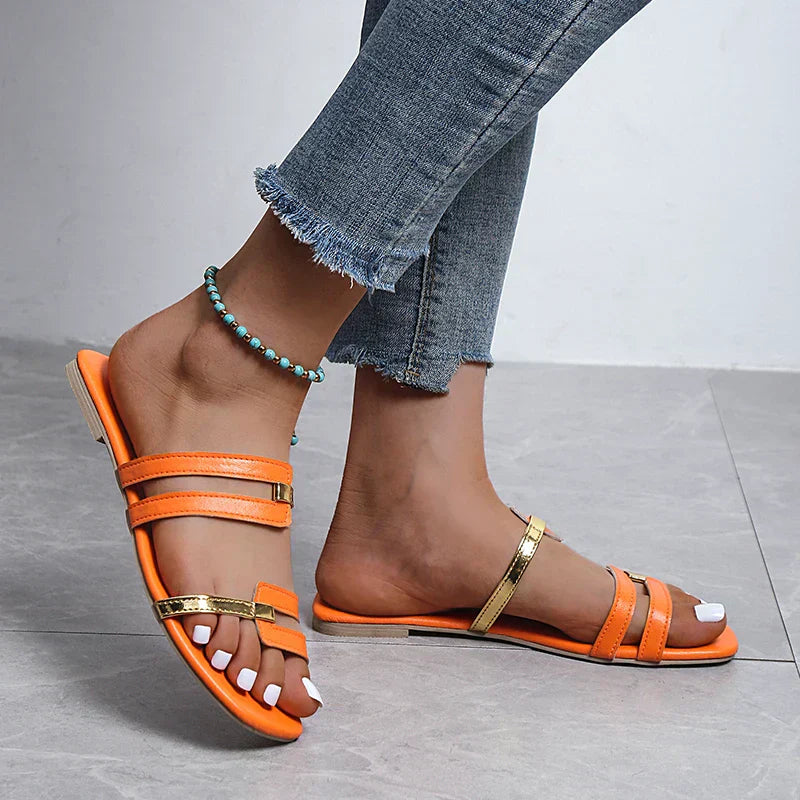 Kvinnors Platta Sandaler Trendig Design Syntetiskt Material 6