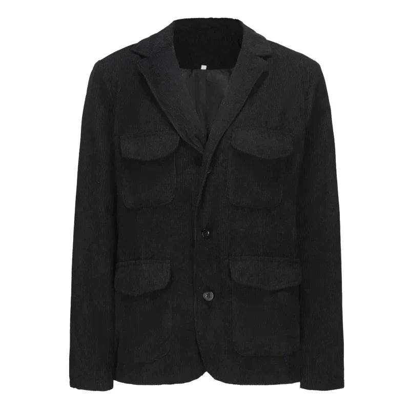 Herrjacka med Flera Fickor Praktisk Design Polyester för Höst-1