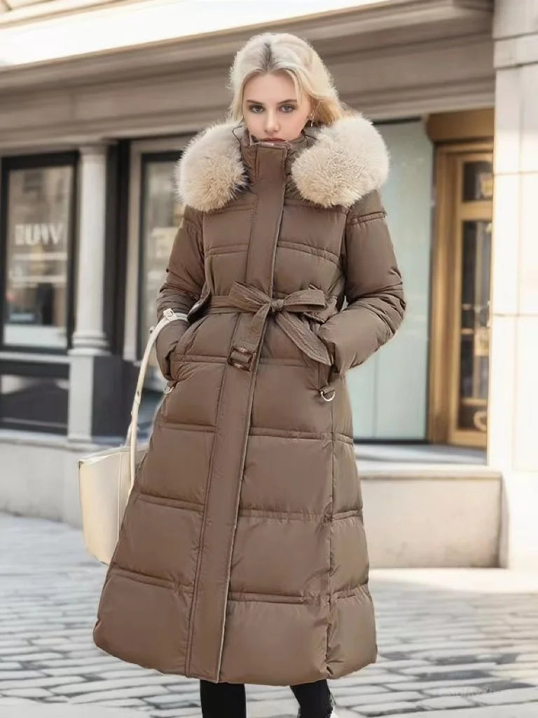 Lång Vinterjacka Dam Elegant Isolerad Parka-1