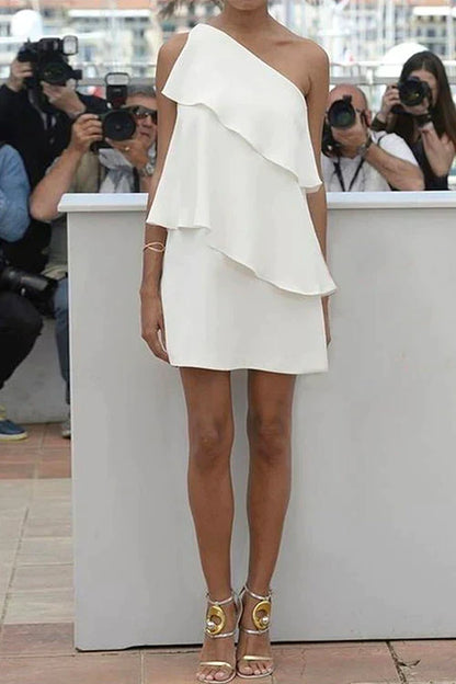 Dam Festklänning Axellös Rufsad Polyester för Bröllop och Fester-1