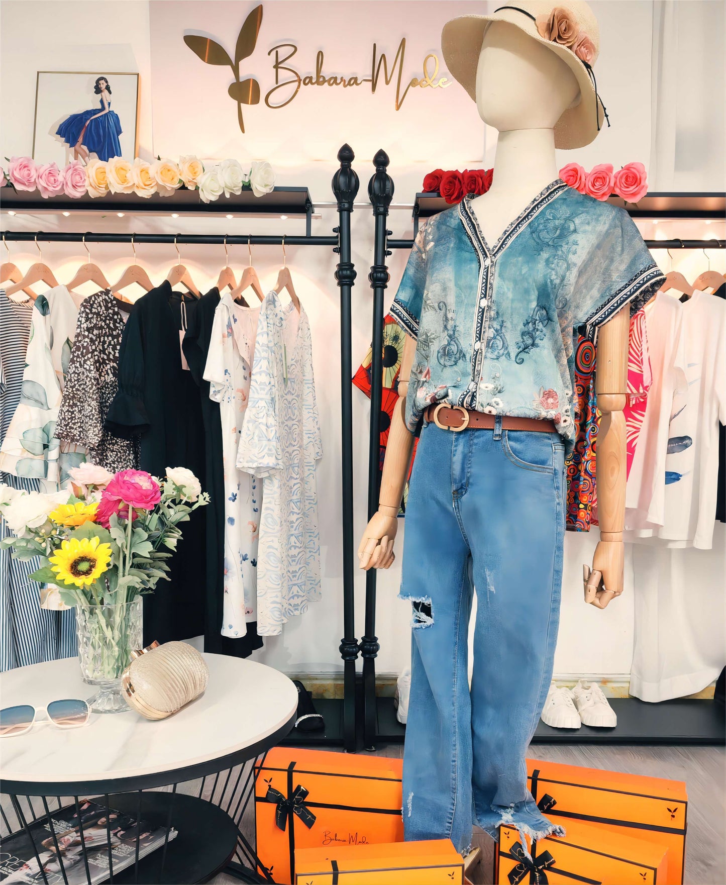 Dam Blus Viskos Blommönster Lätt Lösa Passform 4