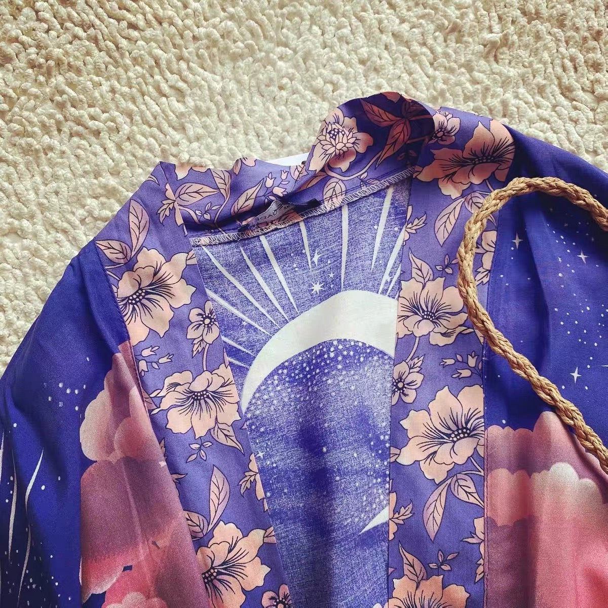 Dam Kimono Mystic Blue Moon Starry Night Design Polyester Elastan 5