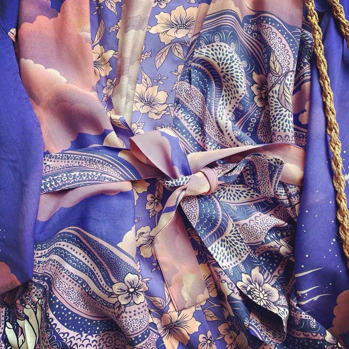 Dam Kimono Mystic Blue Moon Starry Night Design Polyester Elastan 6