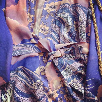Dam Kimono Mystic Blue Moon Starry Night Design Polyester Elastan 6