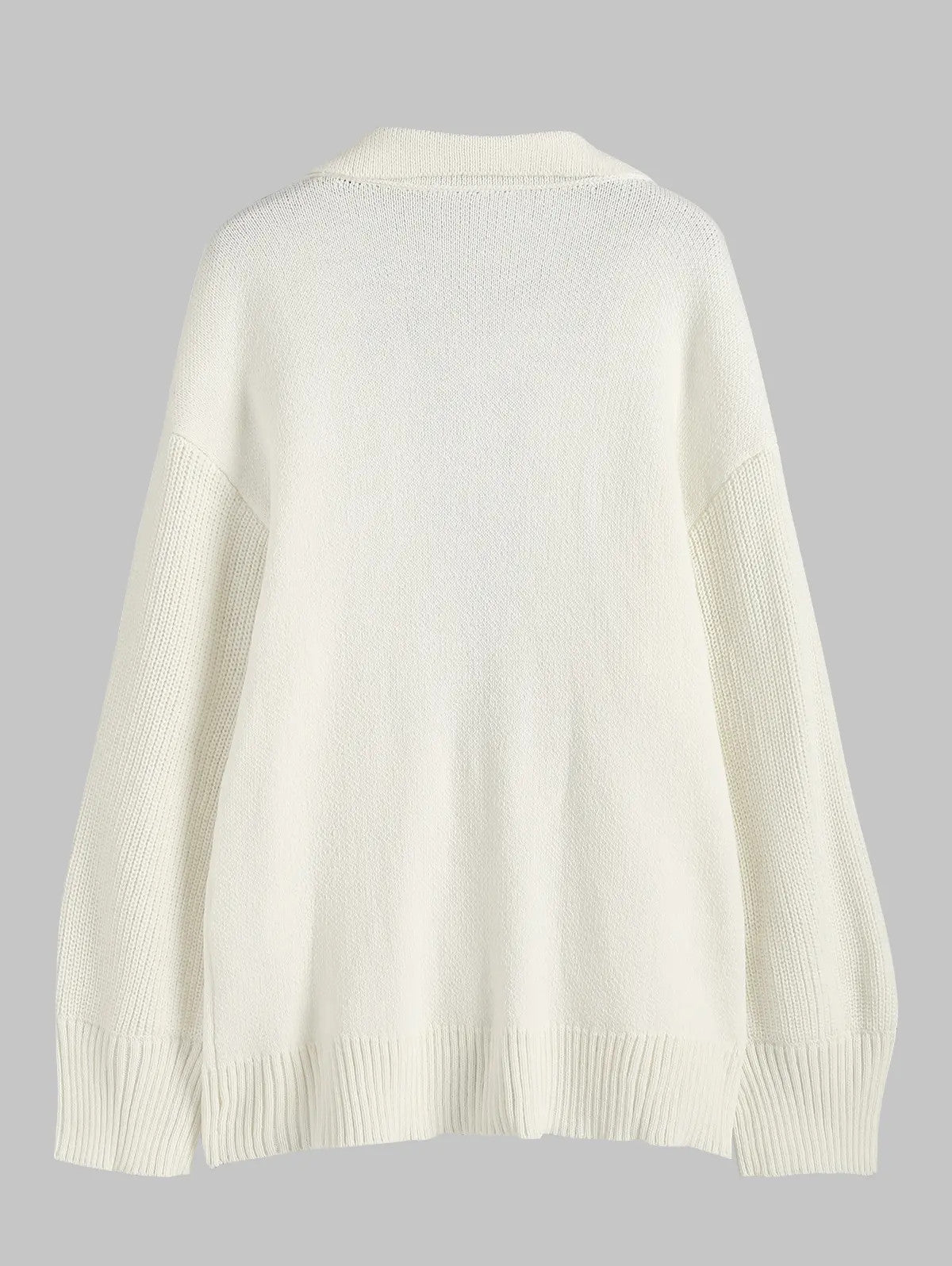 Dam Lång Kofta Öppen Framsida med Dubbla Fickor Mjuk Material Lykta Ärmar-3