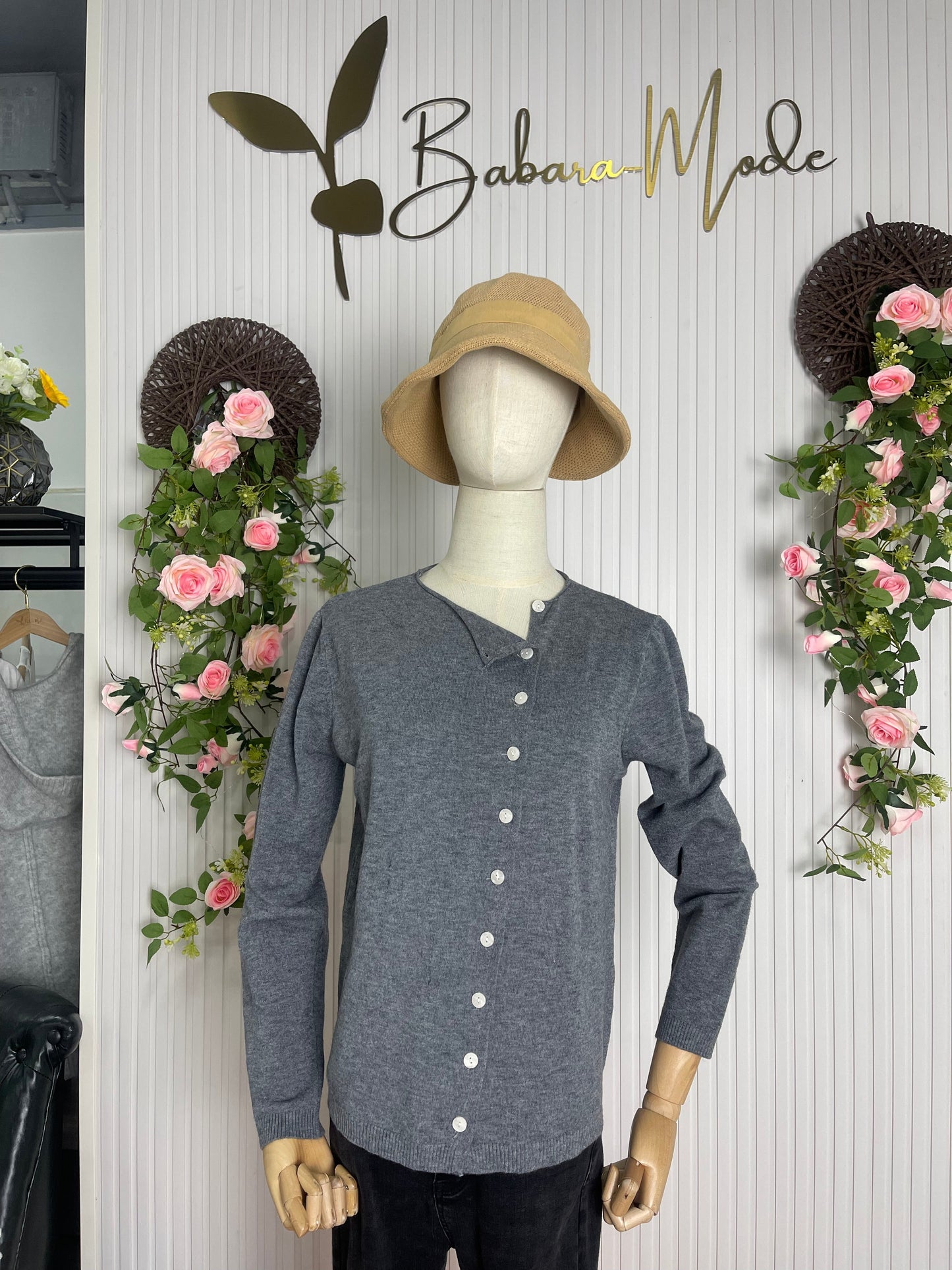 Dam Tröja Långärmad Monokrom Bomull-5