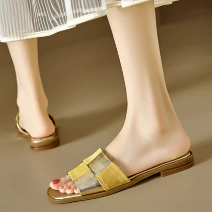 Dam Tofflor Vävd Sommarstil Textil Syntet-4