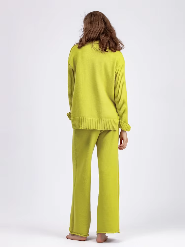 Dam Tvådelad Uppsättning Turtleneck Stickad Mjuk Tyg-5