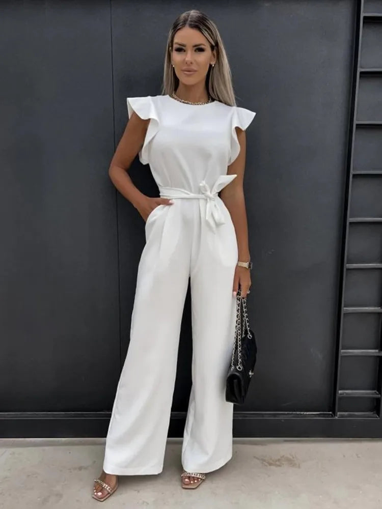 Kvinnors Dungarees med Bälte Elegant Design Lätta Tyger-2
