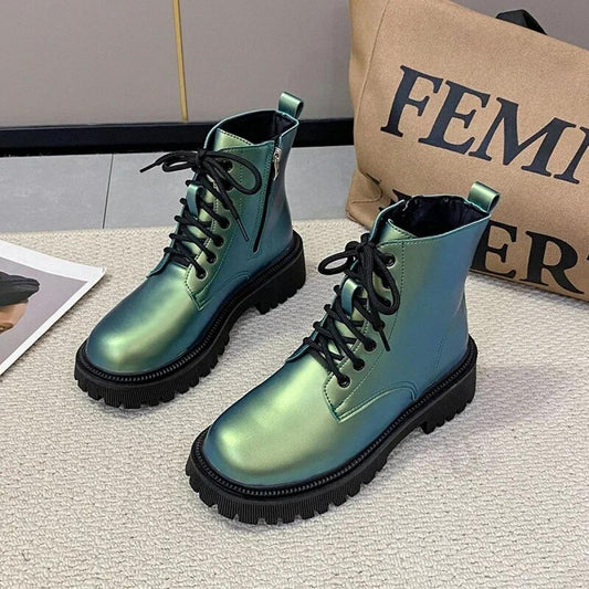 Fodrade Vinterstövlar Dam Spets Eco Leather Vrist-Hög Design-1