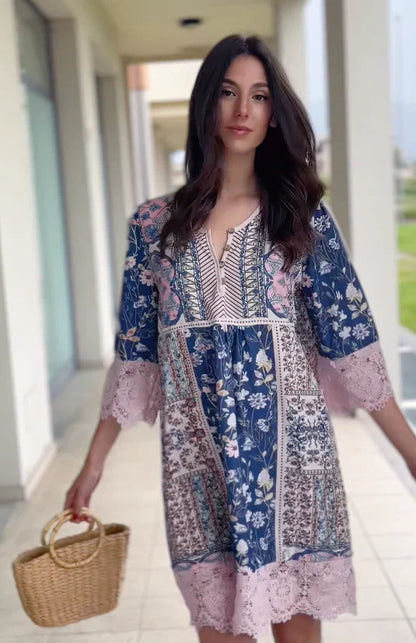 Fina Dam Klänningar Vintage Tryckt Polyester Med Figur-Snickrad Silhuett 2