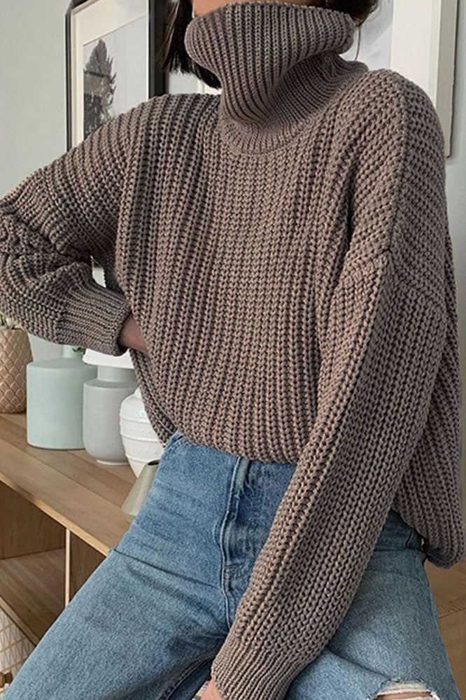 Dam Turtleneck Tröja Vadderad Akryl Elegant Minimalistisk Stil-6