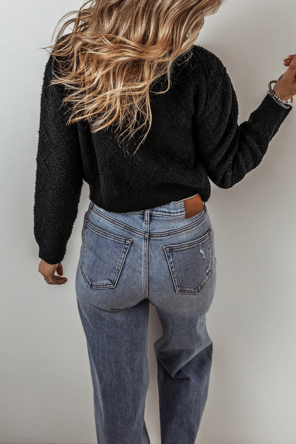 Dam Cardigan Glittrande Tyg med Höftfickor 3