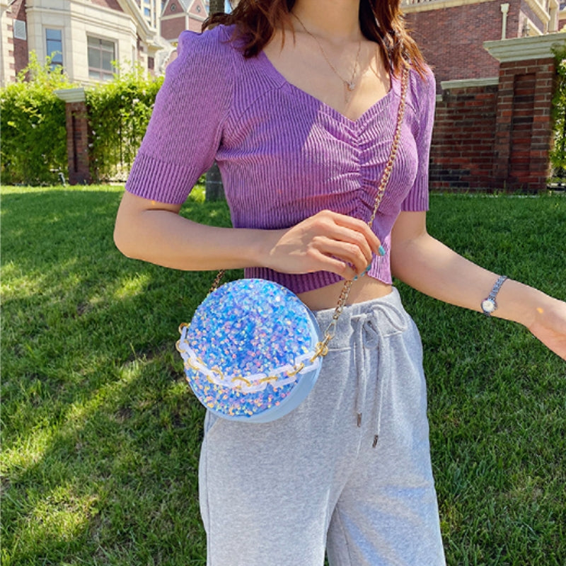 Kvinnors Crossover Väska Rund PU Konstläder Trendig Stil-5