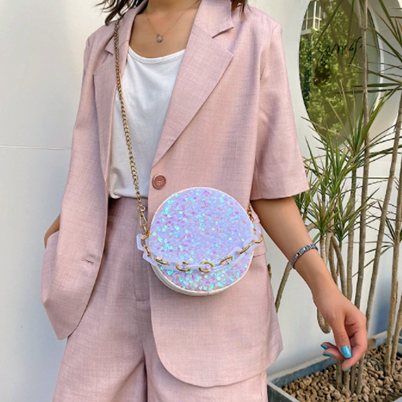 Kvinnors Crossover Väska Rund PU Konstläder Trendig Stil-6