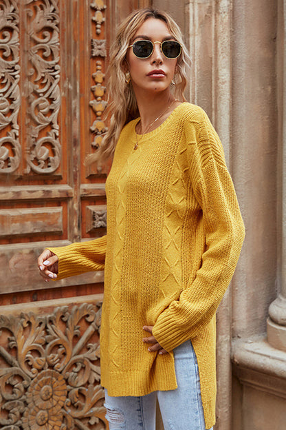 Dam Stickad Kortärmad Tröja med Sidoslits Polyester 5