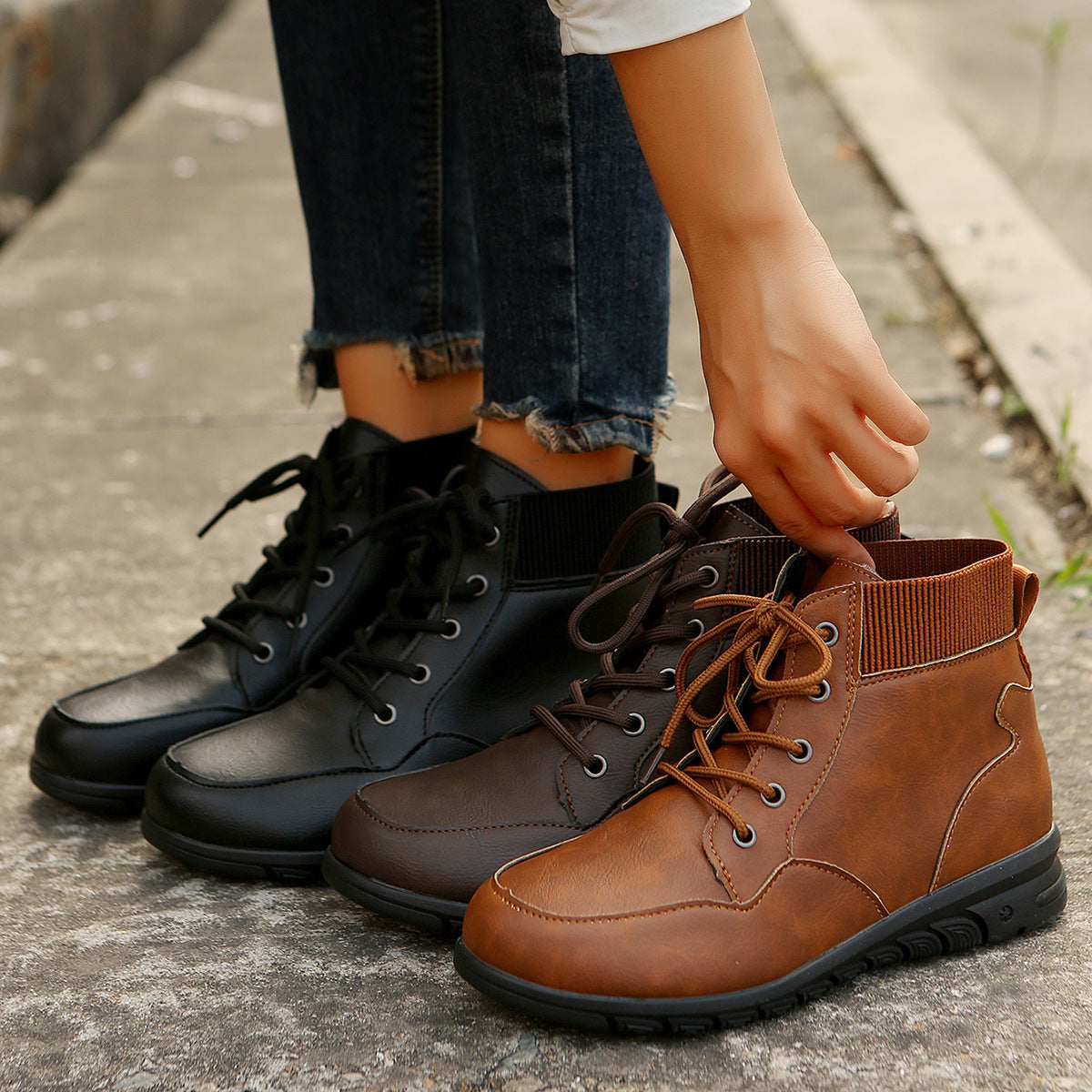 Kvinnors Ankelstövlar Elastiskt Midjeband Syntetiskt Material-5