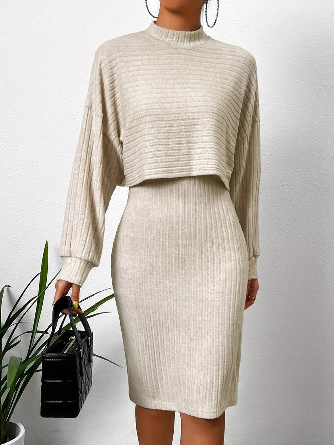 Tvådelad MIDI Uppsättning för Dam i Polyester – Elegant och Mångsidig Kläder Dam för Vardag och Fest 7