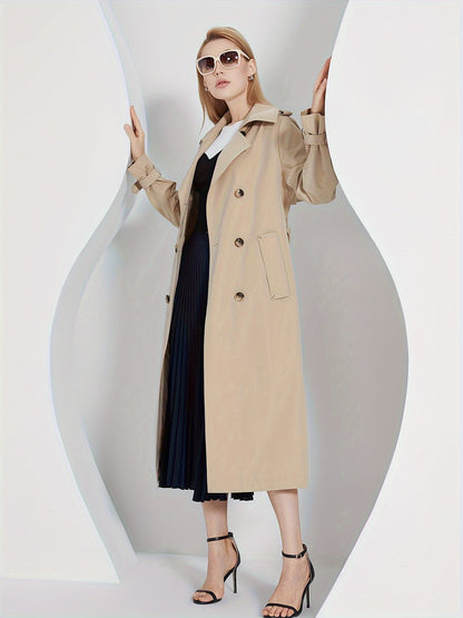 Kvinna Trenchcoat Långärmad Monokrom Polyester-2