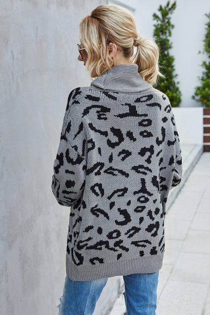 Dam Blus Långärmad Leopardmönster Polyester-3