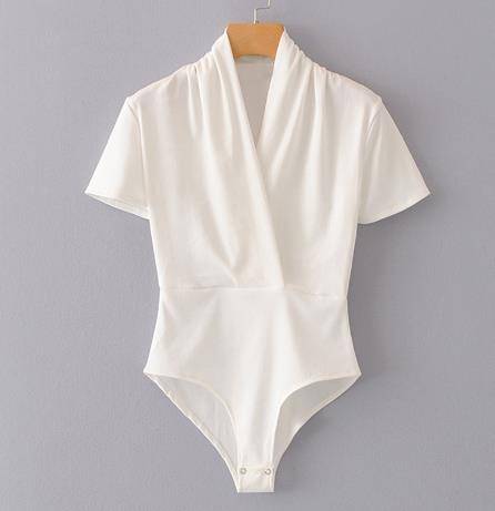Kortärmad Bodysuit Dam i Stretch Polyester och Spandex – Smickrande Passform för Vardags- och Festbruk 8