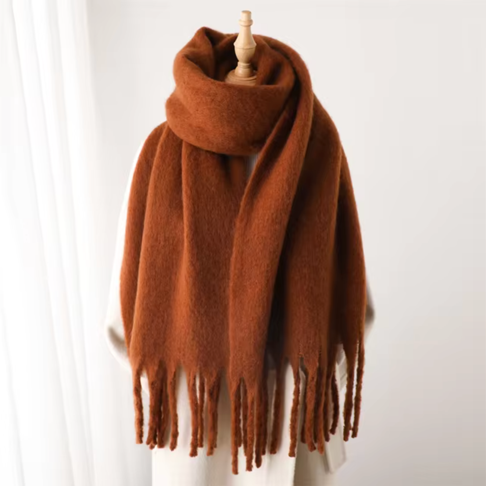 Vinterhalsduk för Kvinnor i Kashmirliknande Material med Långa Fransar – Elegant och Mångsidig Pashmina-design 26