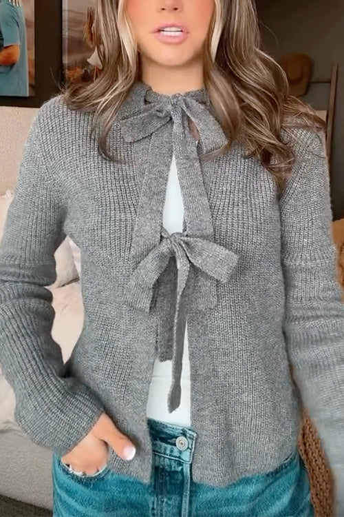 Variant image for Stickad Dam Tröja Rund Halsringning med Slinge Detalj i Ribbstickning-1