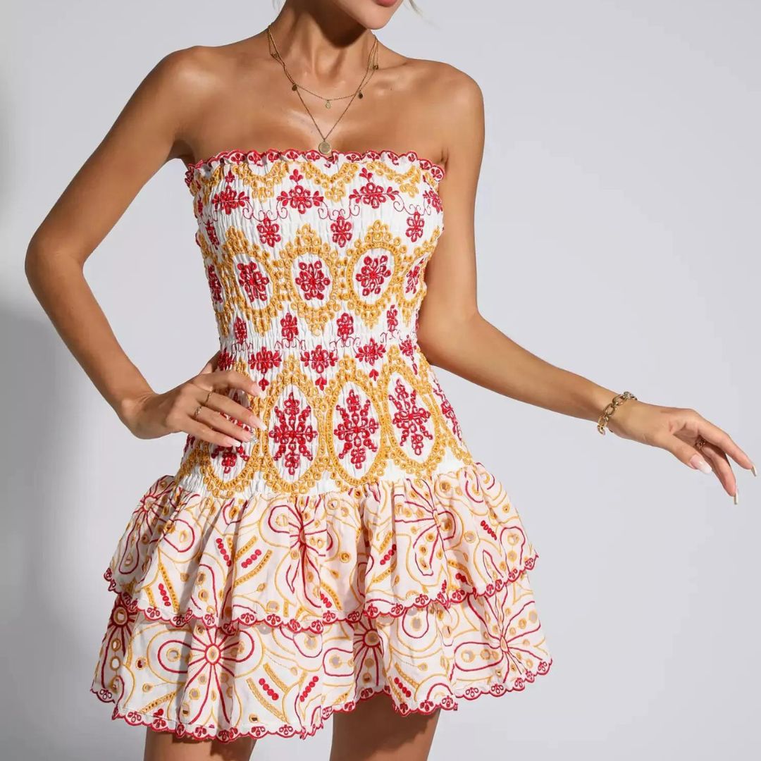 Variant image for Kvinnors Glittrig Miniklänning Bandeau Polyester med Öppen Rygg-2