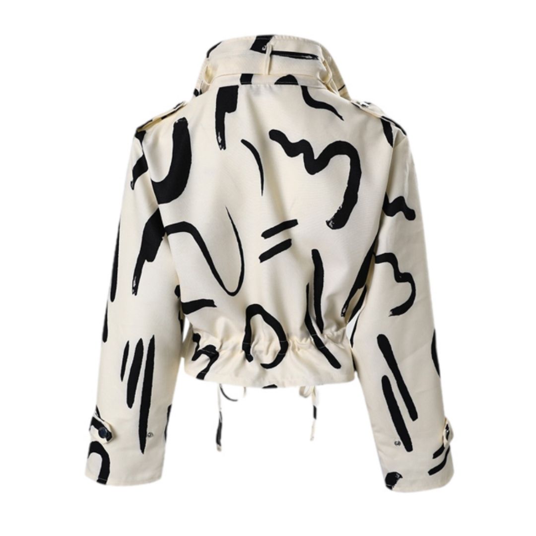 Dam Bikerjacka Abstrakt Tryck Polyester-5