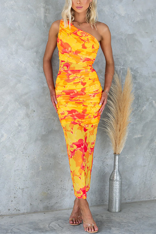 Maxiklänning Dam En Axel Bodycon Mjuk Polyester-1