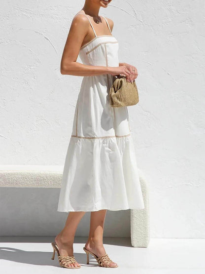 Kvinna Midi Klänning Elegant Högkvalitativt Tyg-2