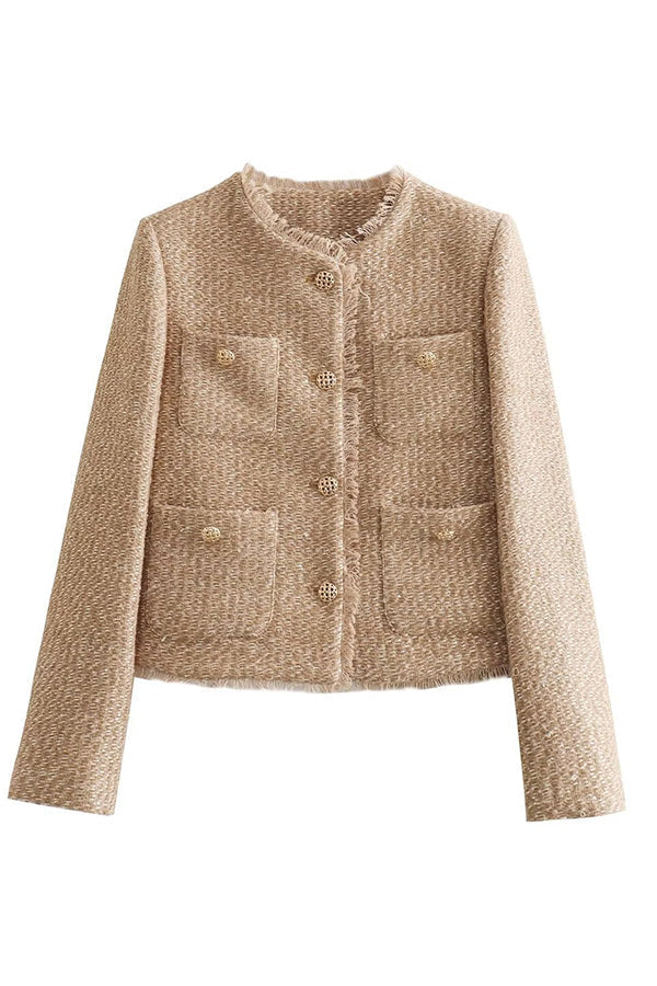 Damjacka Rund Halsringning Fransad Design Polyester-4
