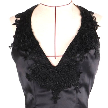 Damklänning V-ringning Axelfri Syntetisk Silke Fina Dam Klänningar-6