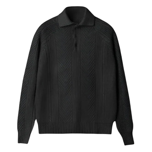 Herr Stickad Polotröja Tidlös Design i Högkvalitativ Bomull och Akryl-1