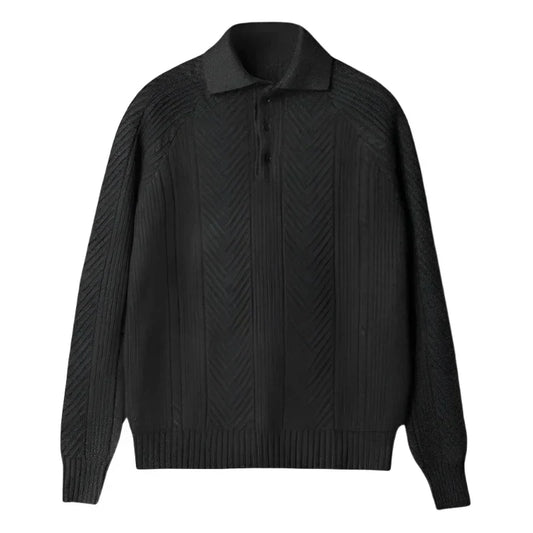 Herr Stickad Polotröja Tidlös Design i Högkvalitativ Bomull och Akryl-1